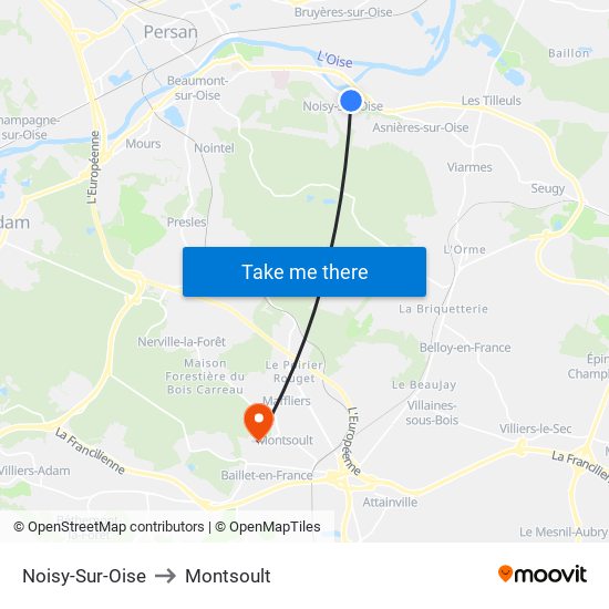 Noisy-Sur-Oise to Montsoult map