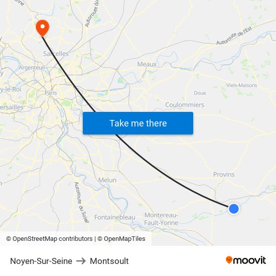 Noyen-Sur-Seine to Montsoult map