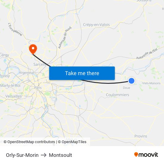 Orly-Sur-Morin to Montsoult map