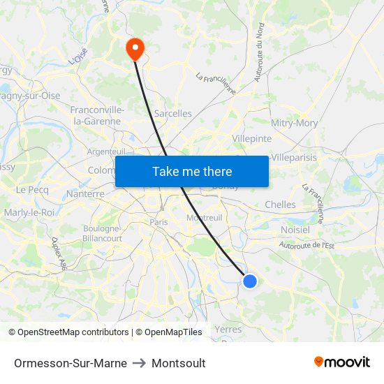 Ormesson-Sur-Marne to Montsoult map