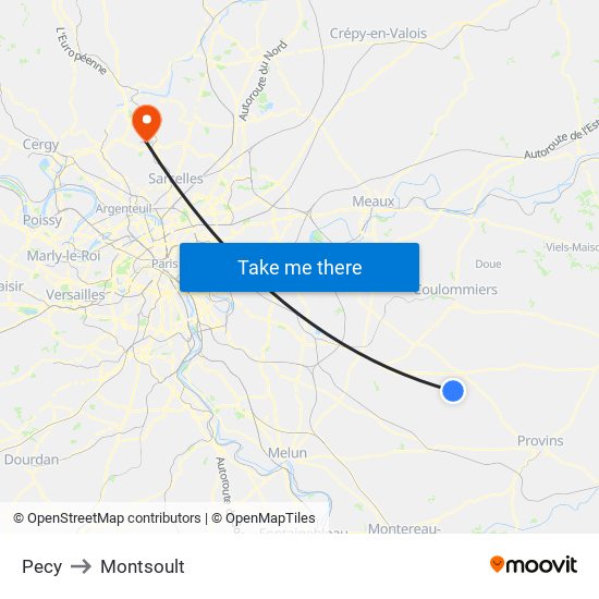 Pecy to Montsoult map