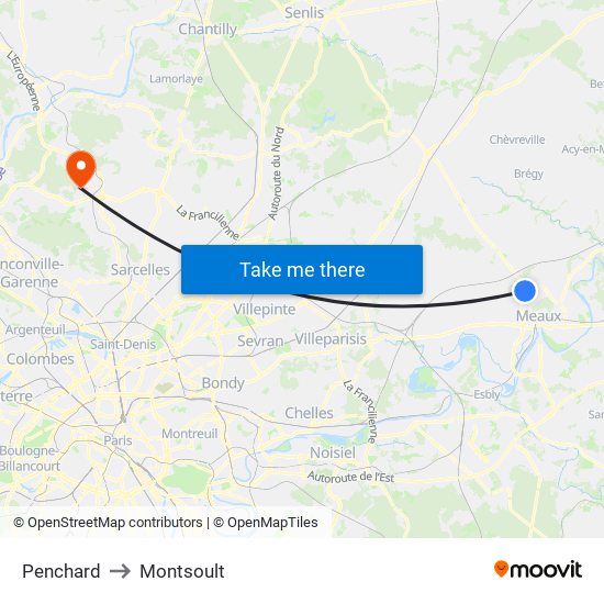 Penchard to Montsoult map