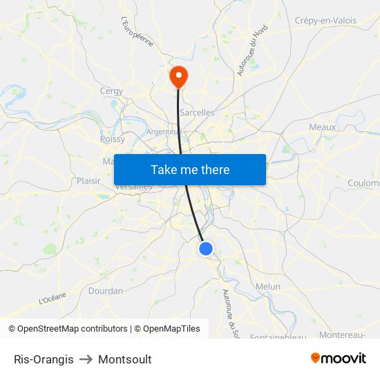 Ris-Orangis to Montsoult map