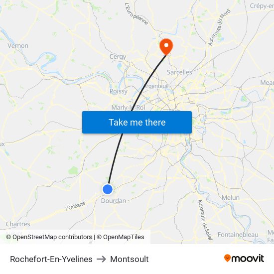 Rochefort-En-Yvelines to Montsoult map