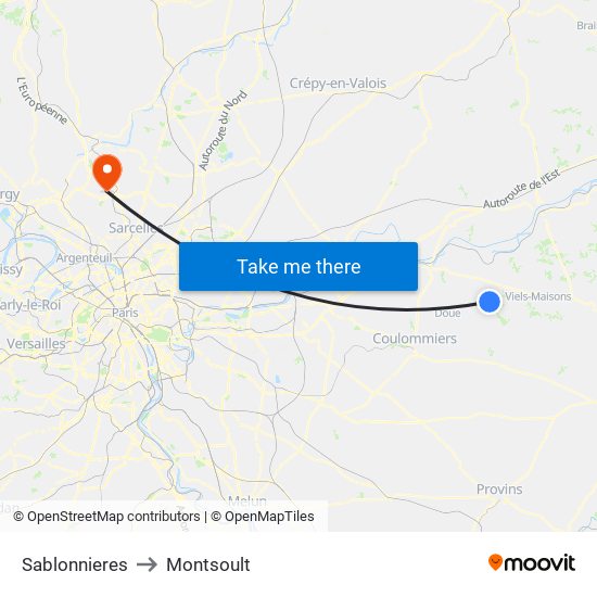 Sablonnieres to Montsoult map