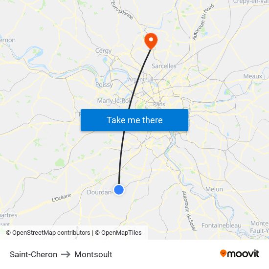 Saint-Cheron to Montsoult map