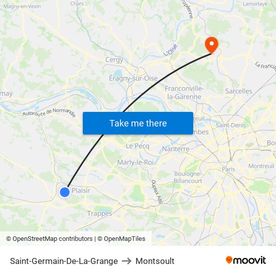 Saint-Germain-De-La-Grange to Montsoult map