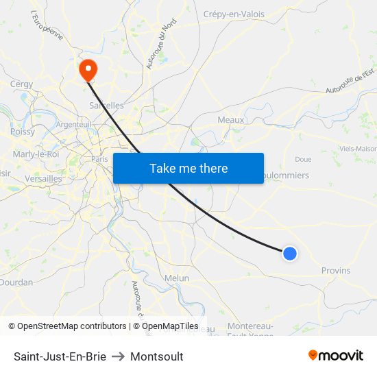 Saint-Just-En-Brie to Montsoult map