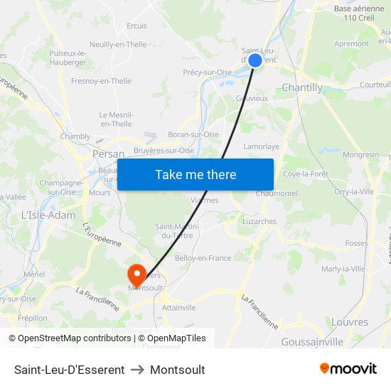 Saint-Leu-D'Esserent to Montsoult map