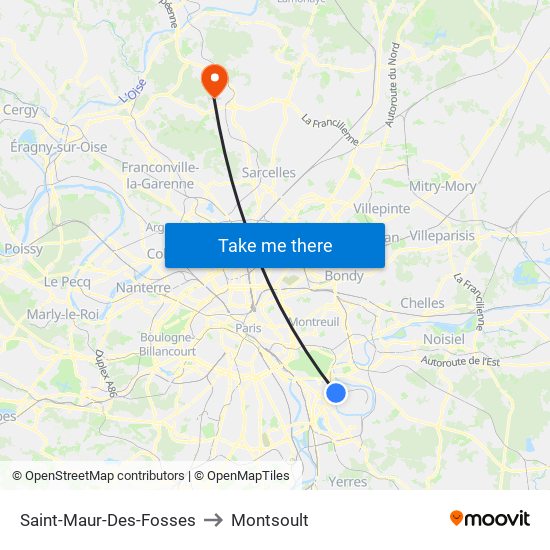 Saint-Maur-Des-Fosses to Montsoult map