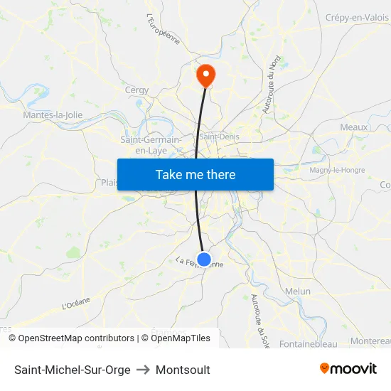 Saint-Michel-Sur-Orge to Montsoult map