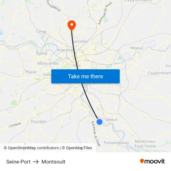 Seine-Port to Montsoult map