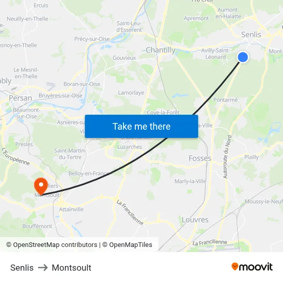Senlis to Montsoult map