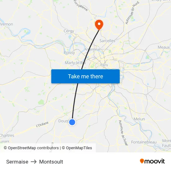 Sermaise to Montsoult map