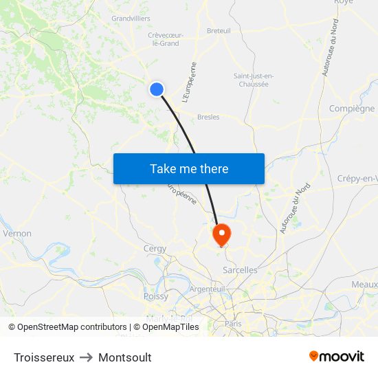 Troissereux to Montsoult map