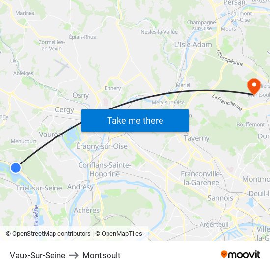 Vaux-Sur-Seine to Montsoult map