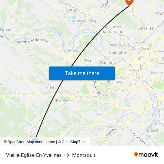Vieille-Eglise-En-Yvelines to Montsoult map