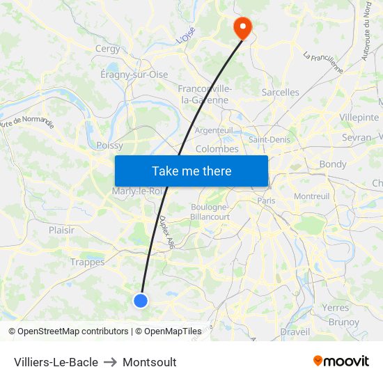 Villiers-Le-Bacle to Montsoult map