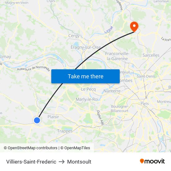 Villiers-Saint-Frederic to Montsoult map