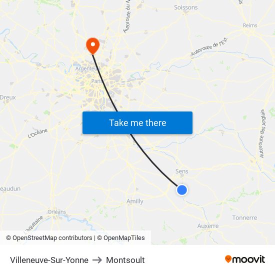 Villeneuve-Sur-Yonne to Montsoult map