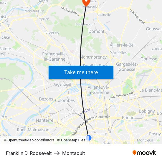 Franklin D. Roosevelt to Montsoult map