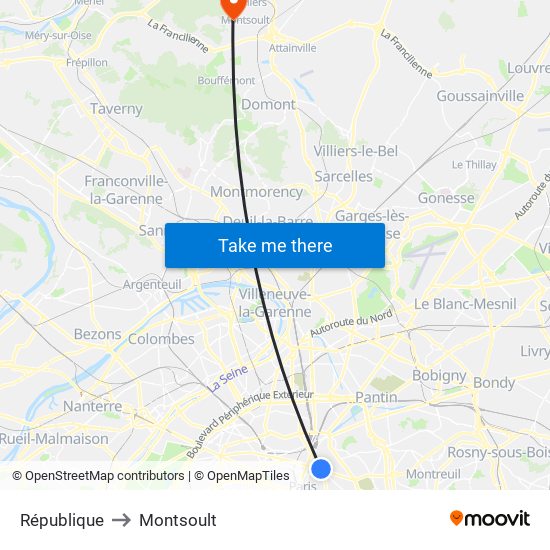 République to Montsoult map