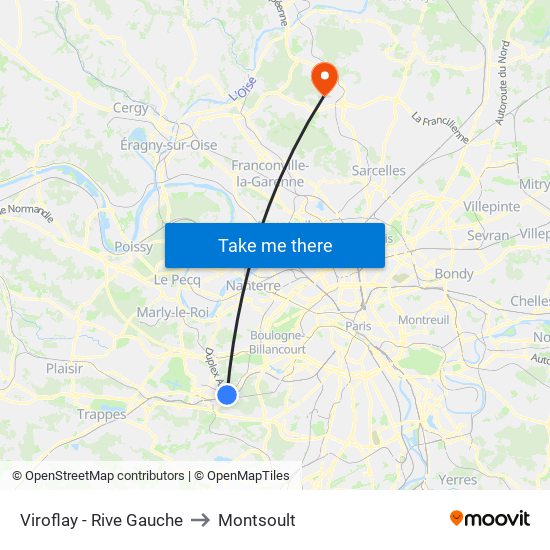 Viroflay - Rive Gauche to Montsoult map