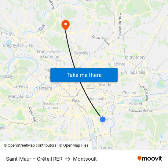 Saint-Maur – Créteil RER to Montsoult map