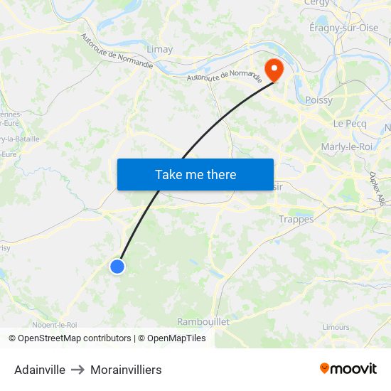 Adainville to Morainvilliers map