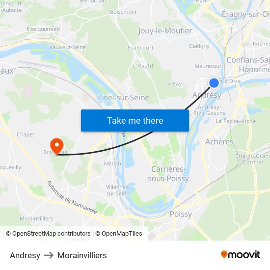 Andresy to Morainvilliers map