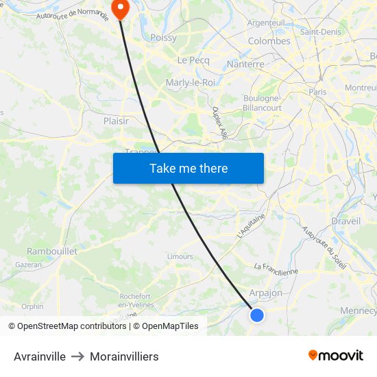 Avrainville to Morainvilliers map