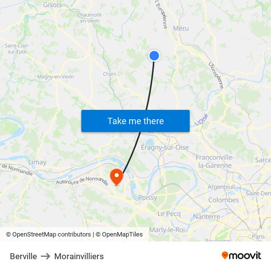 Berville to Morainvilliers map