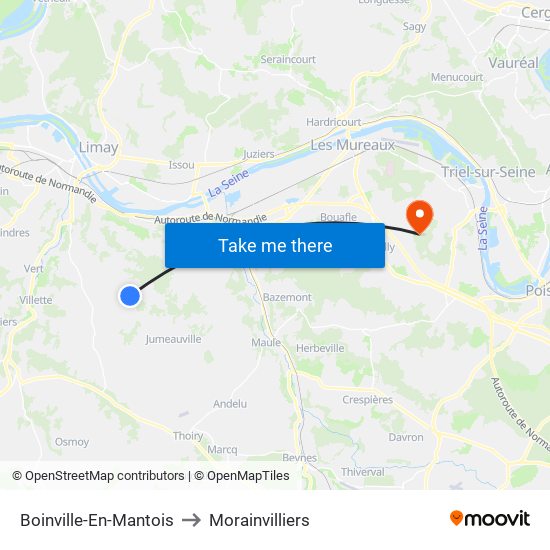 Boinville-En-Mantois to Morainvilliers map