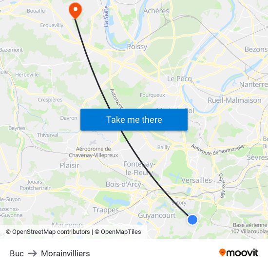 Buc to Morainvilliers map