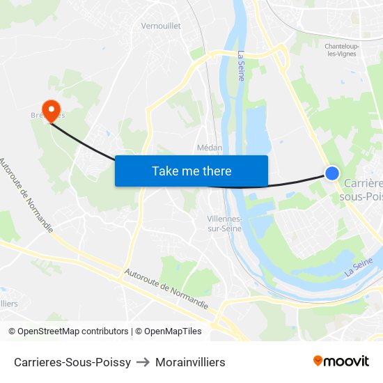 Carrieres-Sous-Poissy to Morainvilliers map