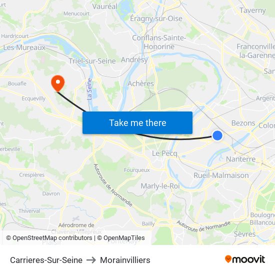 Carrieres-Sur-Seine to Morainvilliers map