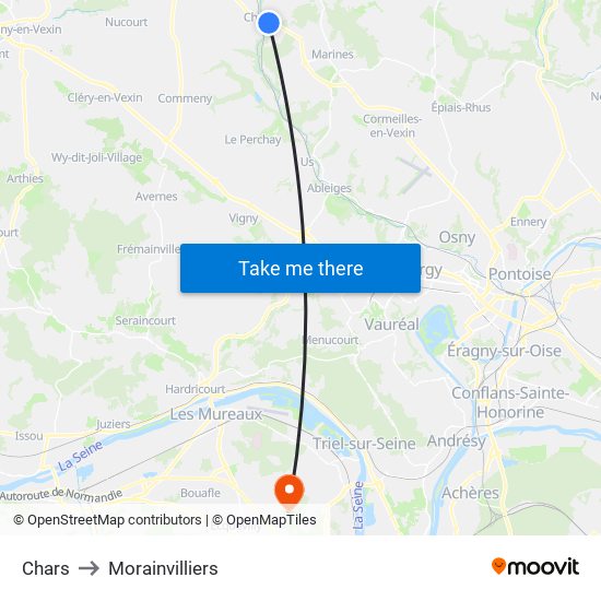 Chars to Morainvilliers map