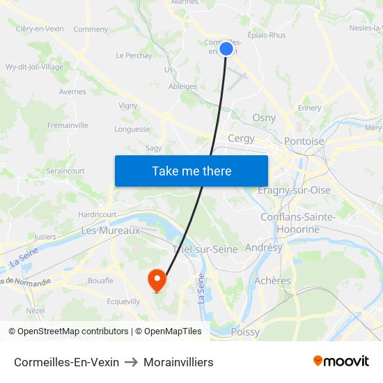Cormeilles-En-Vexin to Morainvilliers map