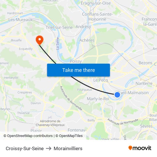 Croissy-Sur-Seine to Morainvilliers map