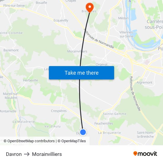 Davron to Morainvilliers map