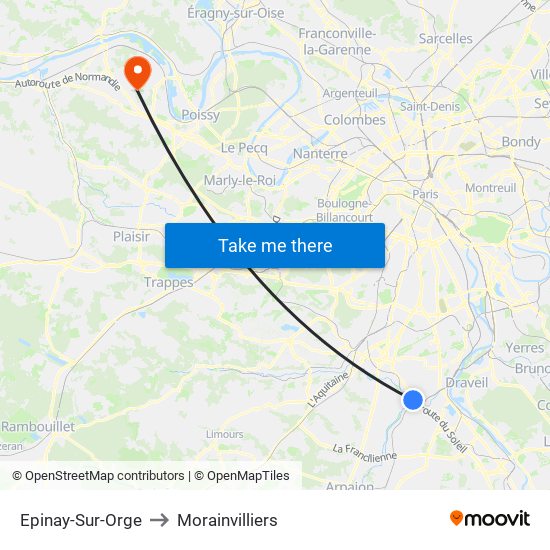 Epinay-Sur-Orge to Morainvilliers map