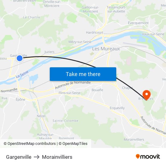 Gargenville to Morainvilliers map