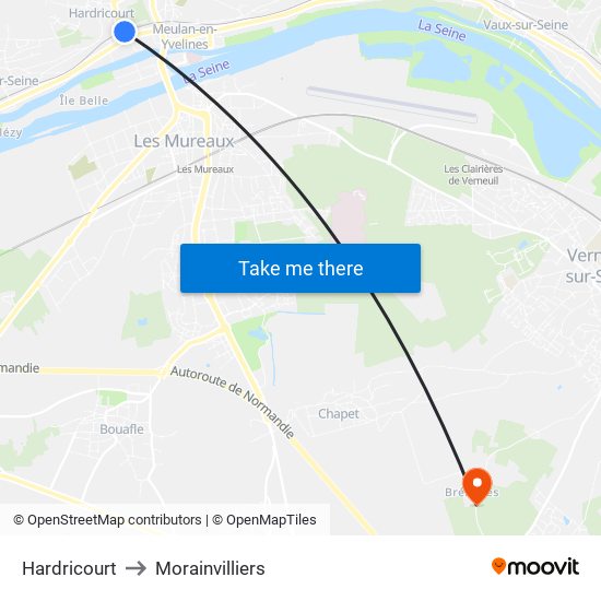 Hardricourt to Morainvilliers map