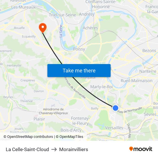 La Celle-Saint-Cloud to Morainvilliers map