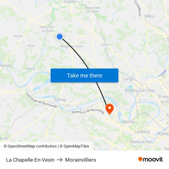 La Chapelle-En-Vexin to Morainvilliers map