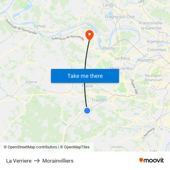 La Verriere to Morainvilliers map