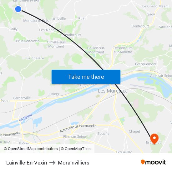 Lainville-En-Vexin to Morainvilliers map