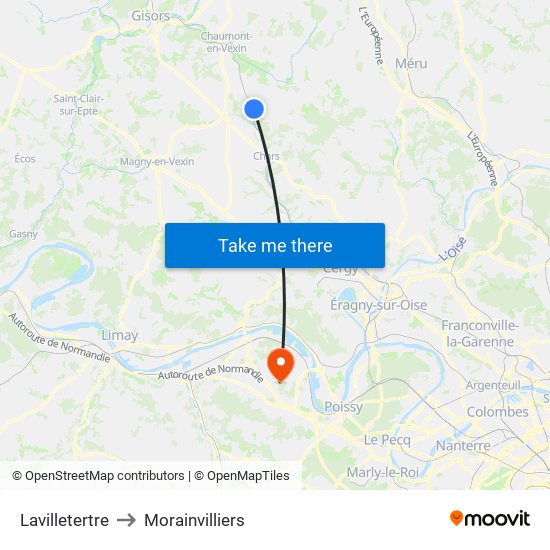Lavilletertre to Morainvilliers map