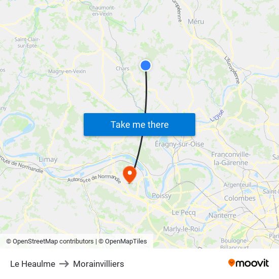 Le Heaulme to Morainvilliers map
