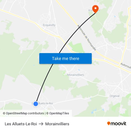 Les Alluets-Le-Roi to Morainvilliers map